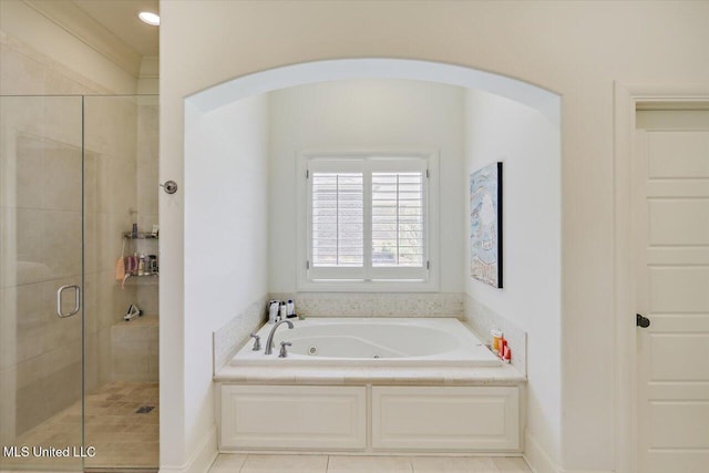 215 Grayhawk Dr, Madison, MS 39110 - full bath with a jetted tub, a shower stall, and tile patterned flooring