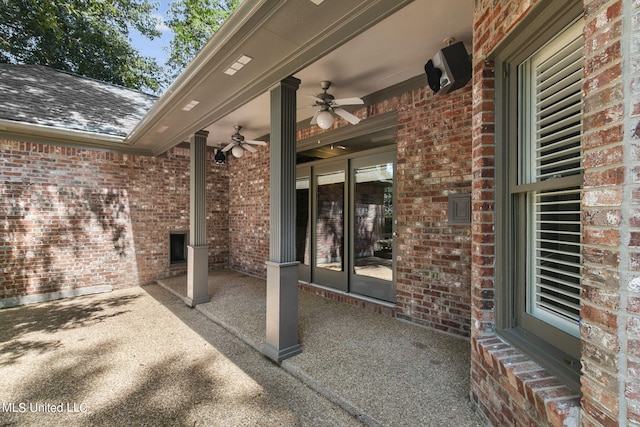 view of patio with ceiling fan