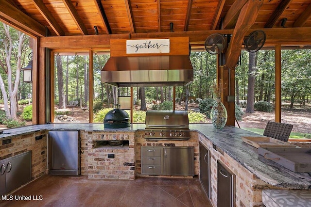view of patio / terrace with an outdoor kitchen and a grill