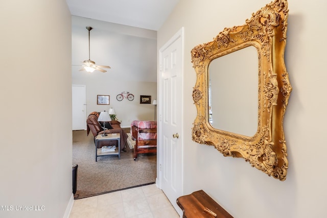 176 Briarfield Ave, Biloxi, MS 39531 - hall featuring light colored carpet, lofted ceiling, and light tile patterned floors