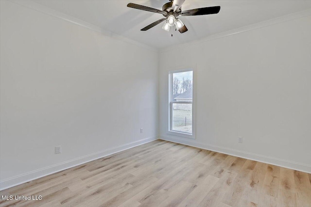 121 Ashby Ridge Dr, Canton, MS 39046 - spare room with ornamental molding, light wood-style floors, baseboards, and a ceiling fan