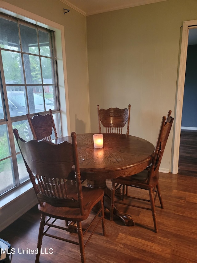 15512 Anderson Dr, Biloxi, MS 39532 - dining area with crown molding, wood finished floors, and healthy amount of natural light