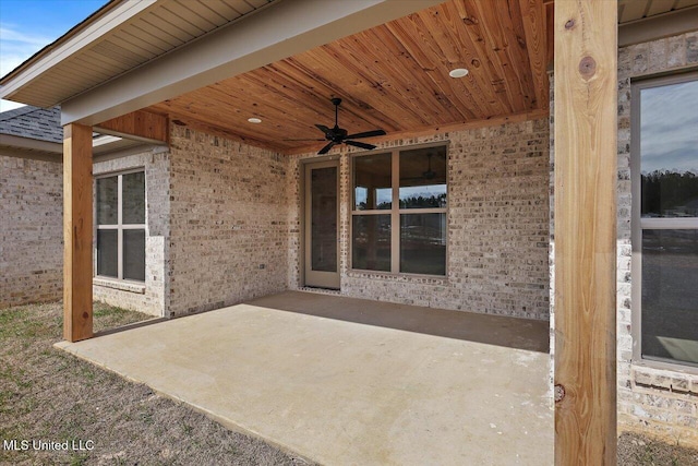 view of patio / terrace featuring ceiling fan