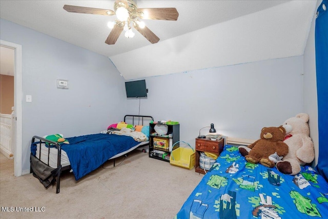 1826 Towson Ln, Horn Lake, MS 38637 - bedroom featuring carpet flooring, lofted ceiling, and ceiling fan