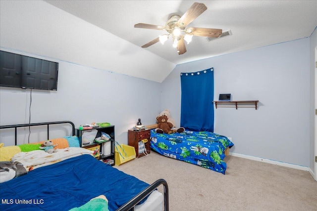 1826 Towson Ln, Horn Lake, MS 38637 - carpeted bedroom featuring vaulted ceiling, a ceiling fan, and baseboards