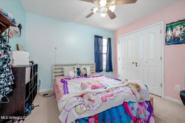 1826 Towson Ln, Horn Lake, MS 38637 - carpeted bedroom with baseboards, ceiling fan, and a closet
