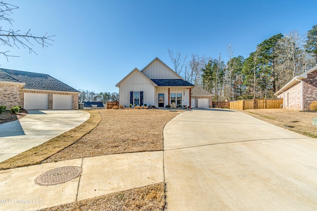 view of front of property with a garage