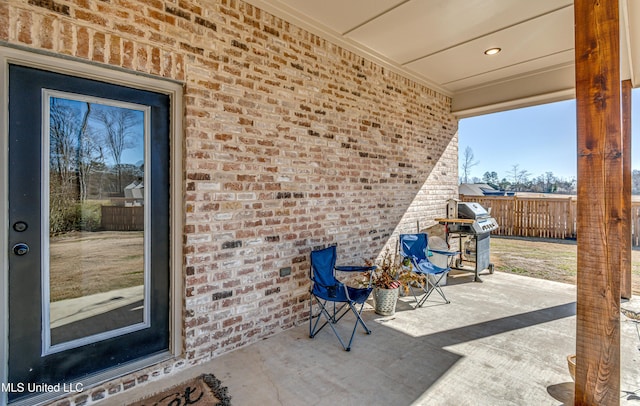 view of patio / terrace with a grill