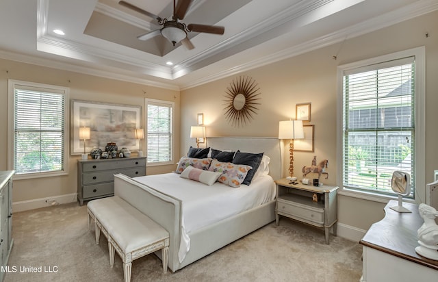521 Heyward Ln, Madison, MS 39110 - bedroom featuring light carpet, crown molding, multiple windows, and baseboards