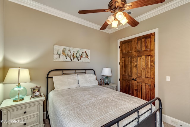 521 Heyward Ln, Madison, MS 39110 - bedroom with crown molding, baseboards, and ceiling fan