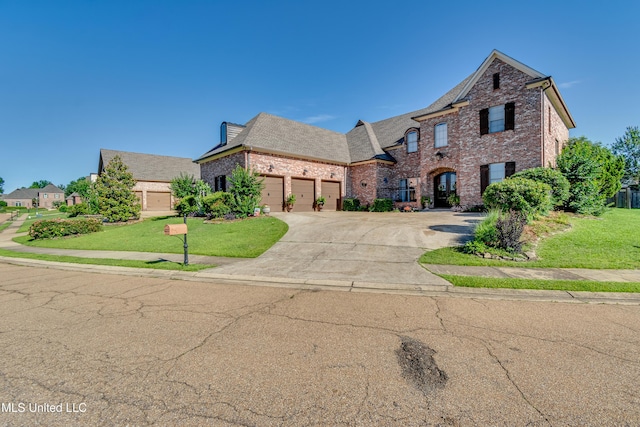 521 Heyward Ln, Madison, MS 39110 - view of front of house with brick siding, a front yard, driveway, and a garage