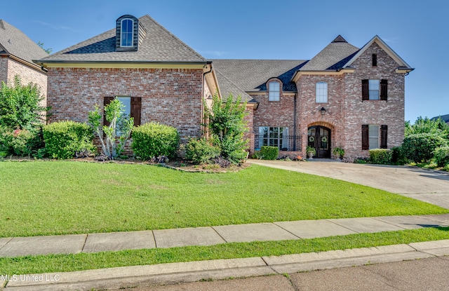 521 Heyward Ln, Madison, MS 39110 - french country style house with brick siding, a front lawn, and a shingled roof