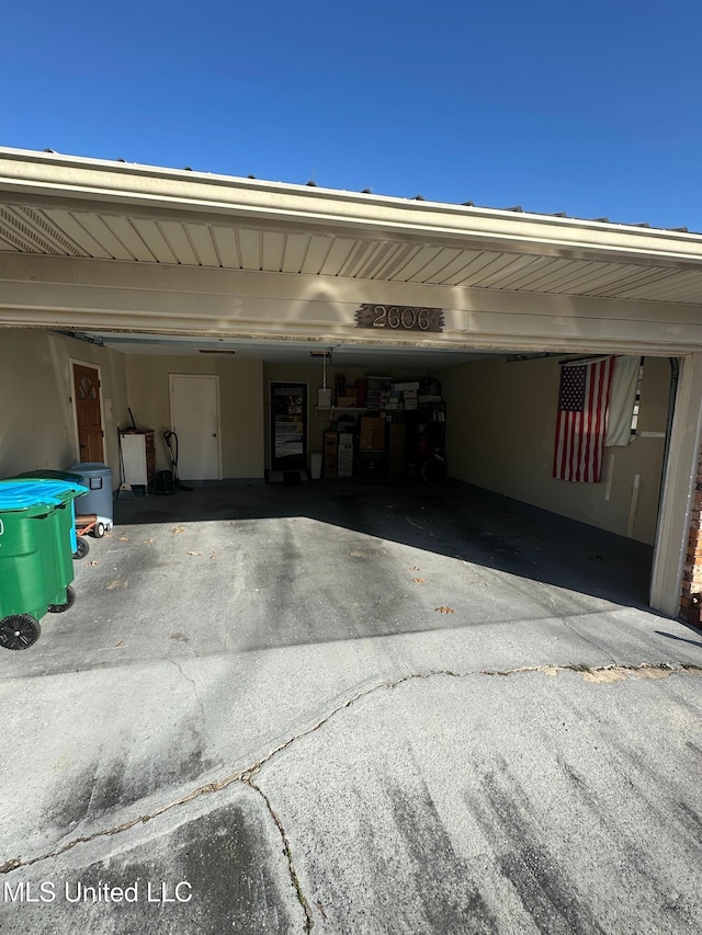 view of garage