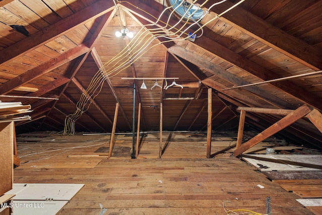 view of unfinished attic