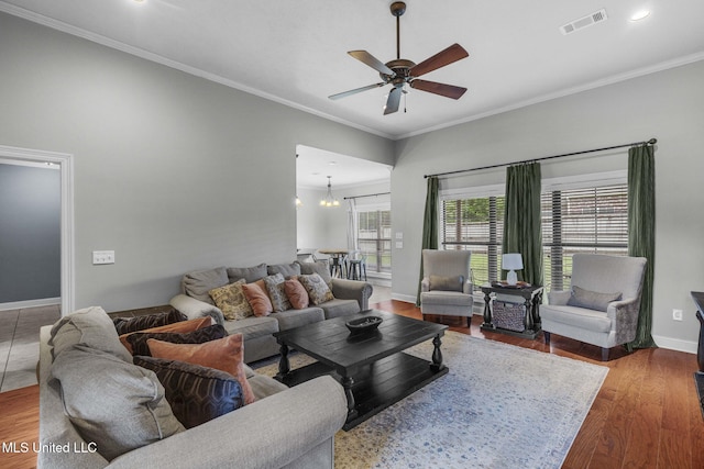 101 Marion Dr, Clinton, MS 39056 - living area featuring ceiling fan, baseboards, wood finished floors, crown molding, and recessed lighting