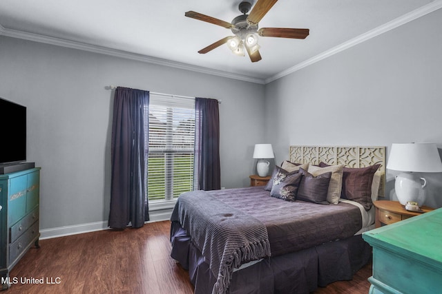 101 Marion Dr, Clinton, MS 39056 - bedroom with ornamental molding, wood finished floors, baseboards, and ceiling fan