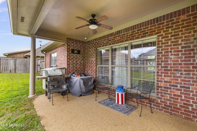 101 Marion Dr, Clinton, MS 39056 - view of patio featuring a ceiling fan and area for grilling