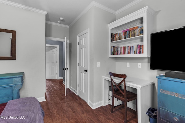 101 Marion Dr, Clinton, MS 39056 - office featuring wood finished floors, ornamental molding, and baseboards