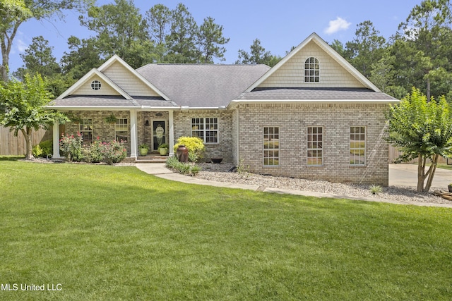 13105 Little Bluff Dr, Vancleave, MS 39565 - view of front of property with brick siding, a shingled roof, and covered porch