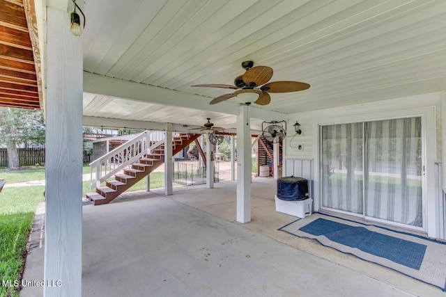 6085 Shawnee St, Kiln, MS 39556 - view of patio with stairway and ceiling fan