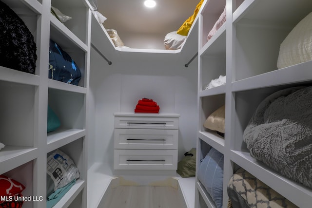 spacious closet with light wood-style flooring