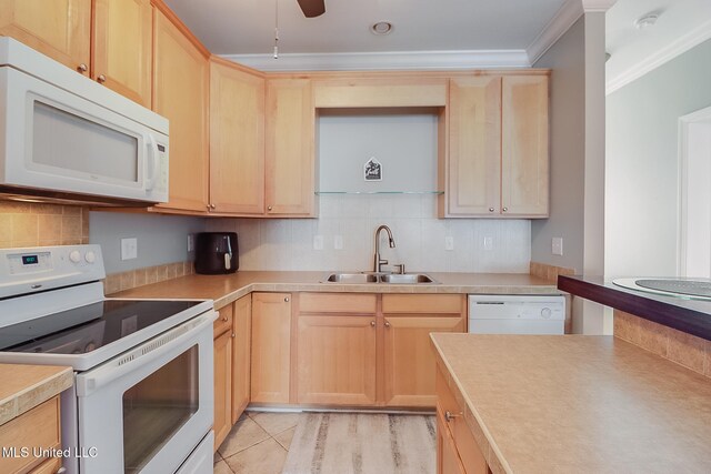 1515 E Beach Blvd Unit 105, Pass Christian, MS 39571 - living area with crown molding, light tile patterned floors, and a ceiling fan