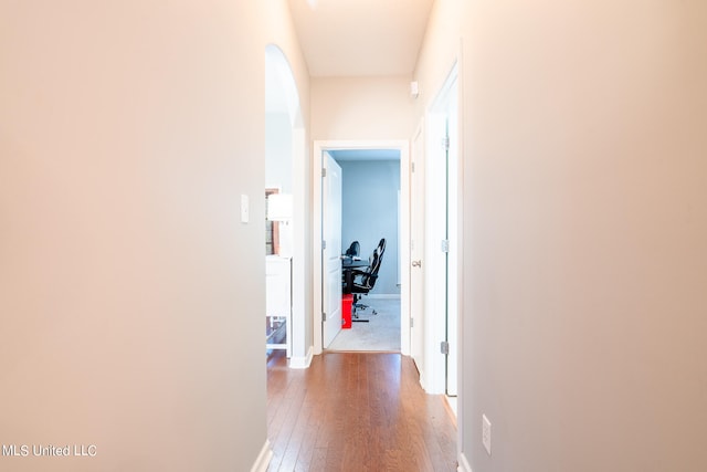 corridor featuring hardwood / wood-style floors