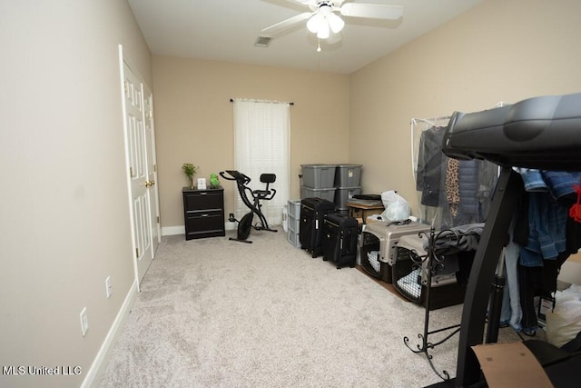 4 Mitchell Cv, Carriere, MS 39426 - office area with ceiling fan, carpet, and baseboards