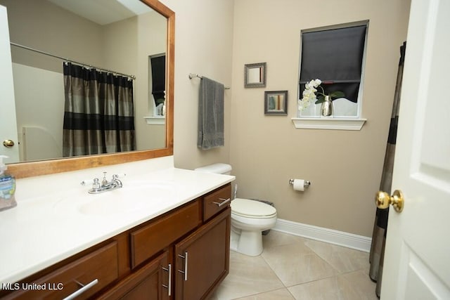 4 Mitchell Cv, Carriere, MS 39426 - full bathroom featuring toilet, baseboards, vanity, tile patterned flooring, and a shower with curtain