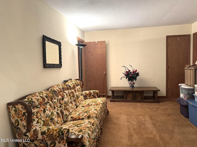 25 Cloverdale Rd, Natchez, MS 39120 - carpeted living area featuring a textured ceiling