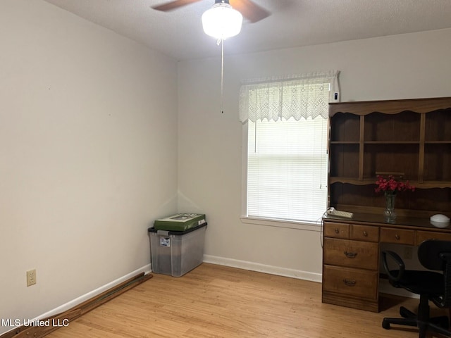 25 Cloverdale Rd, Natchez, MS 39120 - unfurnished office featuring ceiling fan, light wood-style flooring, and baseboards