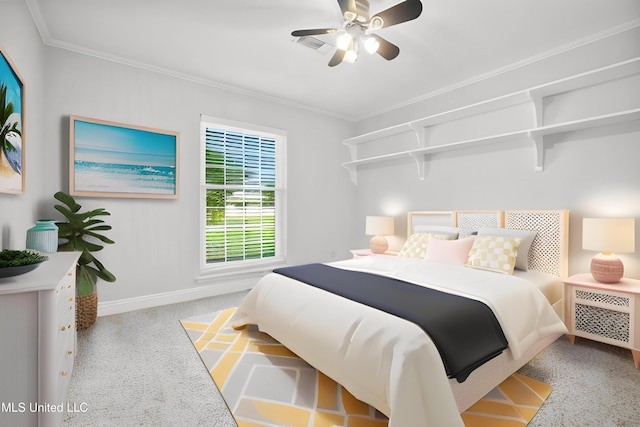 429 Linda Dr, Biloxi, MS 39531 - bedroom with crown molding, carpet floors, and a ceiling fan
