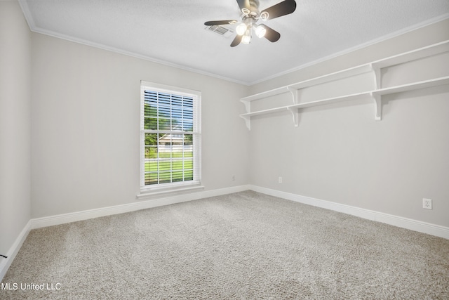 429 Linda Dr, Biloxi, MS 39531 - unfurnished room with crown molding, a ceiling fan, and carpet floors