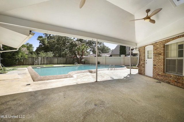429 Linda Dr, Biloxi, MS 39531 - view of pool with ceiling fan, a fenced backyard, and a patio