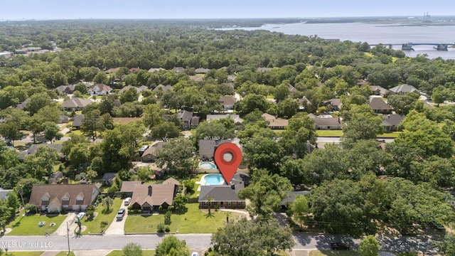 429 Linda Dr, Biloxi, MS 39531 - aerial perspective of suburban area with a large body of water and a forest