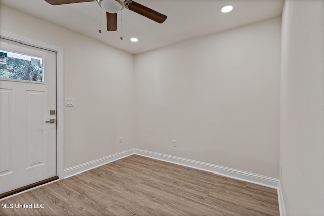 416 Westbury Glen Ln, Gulfport, MS 39507 - foyer with wood finished floors, baseboards, recessed lighting, and a ceiling fan