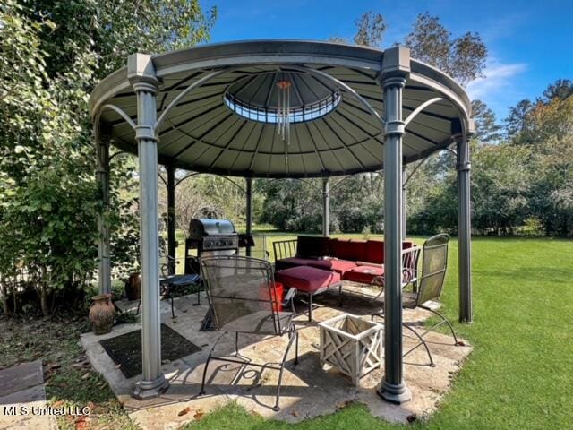 view of patio with a gazebo and grilling area