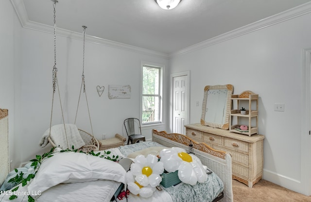 1025 Monet Cv, Brandon, MS 39047 - bedroom featuring ornamental molding, light colored carpet, baseboards, and a closet