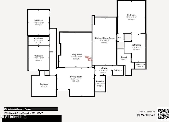 1025 Monet Cv, Brandon, MS 39047 - room layout