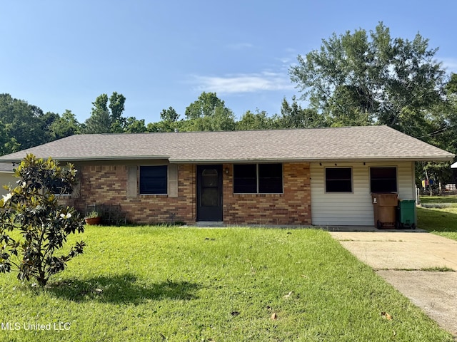 108 Mount Bass, Long Beach, MS 39560 - single story home featuring a front yard, brick siding, and a shingled roof