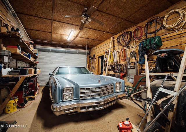 103 Hidden Lake Rd, Flora, MS 39071 - garage with a ceiling fan