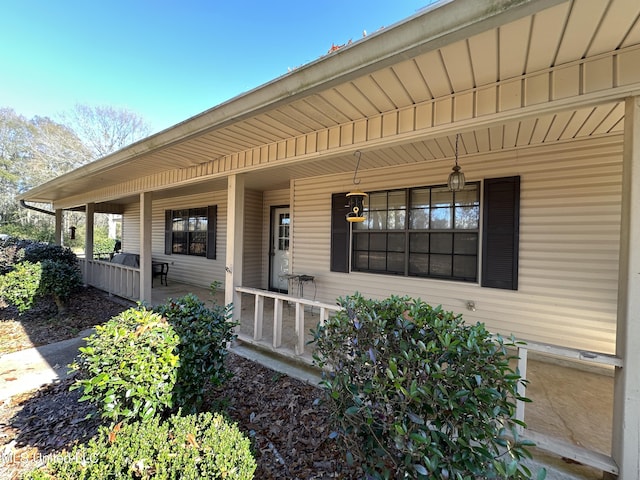 property entrance with covered porch