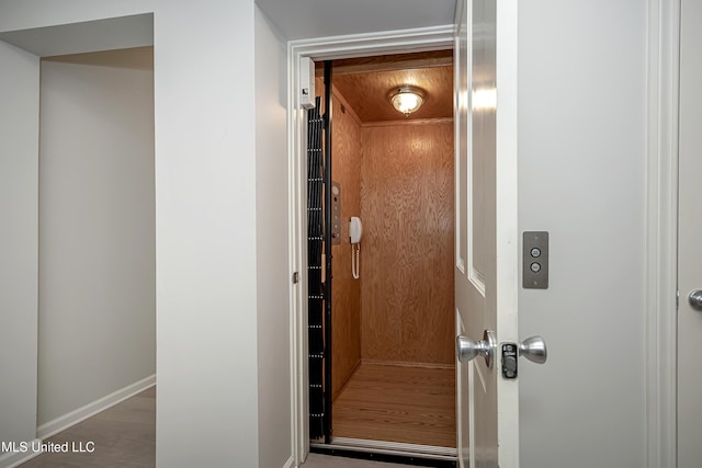 doorway to property with elevator