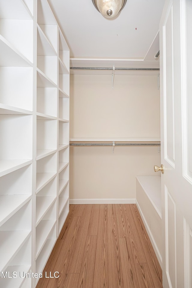 spacious closet with wood finished floors