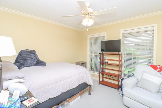 404 Briars Bnd, Brandon, MS 39042 - bedroom featuring ornamental molding, multiple windows, carpet floors, and a ceiling fan