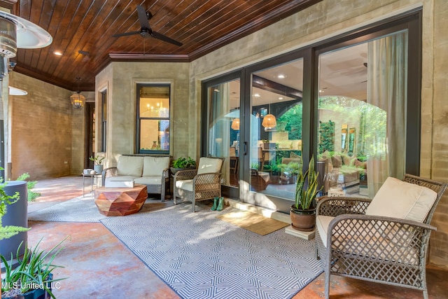 view of patio featuring outdoor lounge area and ceiling fan