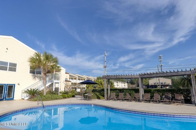 view of pool featuring a pergola