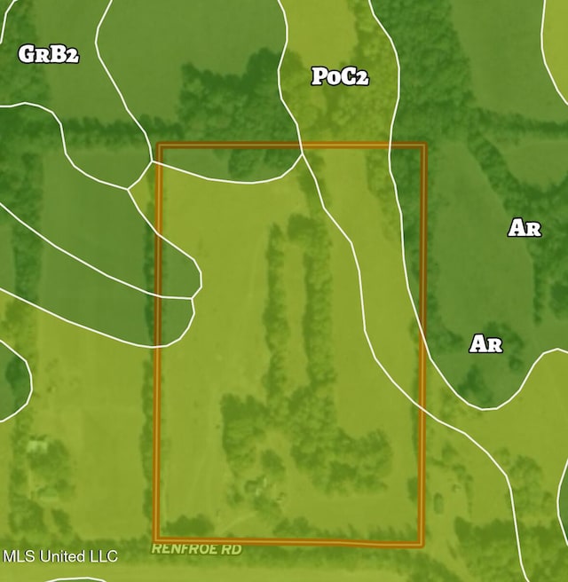 232 Renfroe Rd, Canton, MS 39046 - map / location of property area featuring property boundaries highlighted