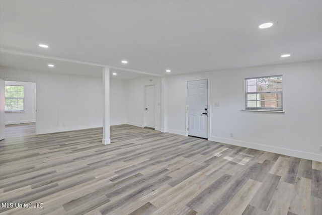 4560 Meadowridge Dr, Jackson, MS 39206 - basement featuring light wood finished floors, baseboards, and recessed lighting