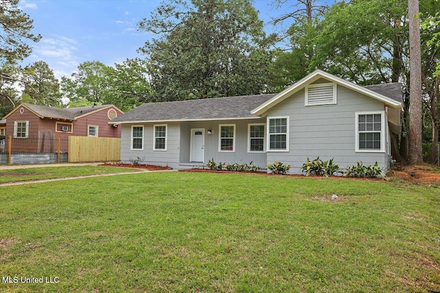 4560 Meadowridge Dr, Jackson, MS 39206 - single story home featuring a front yard, fence, and a shingled roof